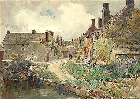 Village scene with figures