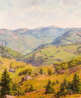 Sommertag am Schauinsland mit Blick über das St. Wilhelmer Tal auf den Feldberg