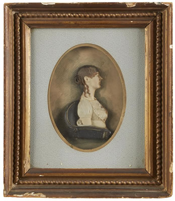 Wax portrait miniature of Charlotte Muller of Baltimore, circa 1811