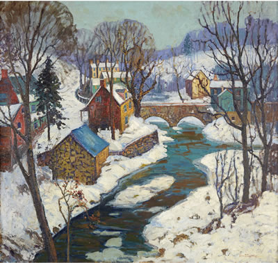 "CREEK BRIDGE SNOW" (CARVERSVILLE)"