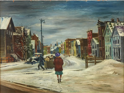 MARCHING IN THE SNOW by Aaron Bohrod - Auction record, sale price, and art valuation. Compare with similar artists and explore comparable artworks.