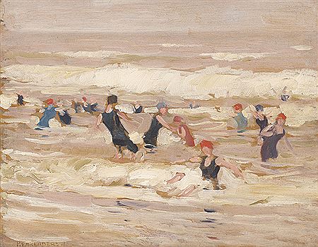 "Im Seebad": Badende am Strand