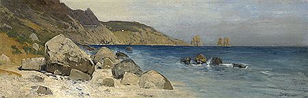 Felsenküste bei Capri mit Blick auf die Faraglioni by Eduard Fischer - Auction record, sale price, and art valuation. Compare with similar artists and explore comparable artworks.