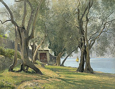 Olivenbäume am Ufer des Gardasees in Torbole