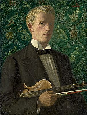 Violinist vor chinesischem Seidenwandbehang (wohl Selbstportrait des Künstlers) by Walther Gasch - Auction record, sale price, and art valuation. Compare with similar artists and explore comparable artworks.