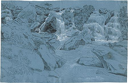 Felsige Landschaft mit Wasserfall