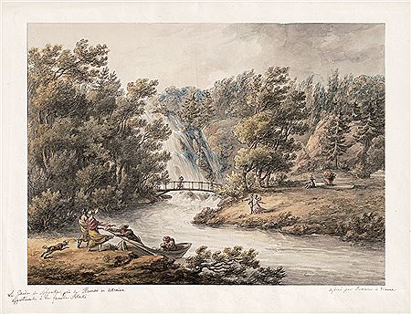 Ansicht eines Wasserfalls im Park "Sofiyivka" (Sofiowka) in der Stadt Uman, Ukraine