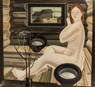 Naked Woman in Sauna