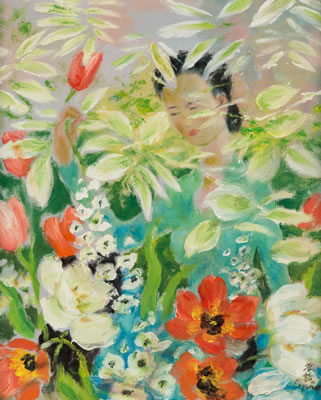 Jeune femme avec fleurs