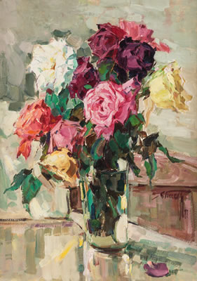 White, Yellow, and Red Roses by Sergei Besedin - Auction record, sale price, and art valuation. Compare with similar artists and explore comparable artworks.