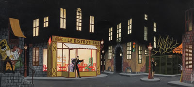 Le Bistrot, stage design maquette for ballet-film "Edition Speciale" by Louis Cuny (1961)