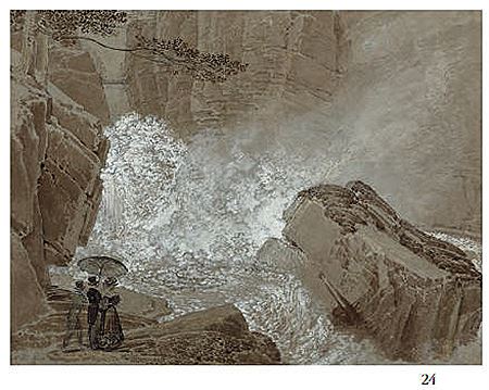 Erherzog Johann und Anna Plochl am Wasserfall „Hintere Schröck“ bei Badgastein 1828