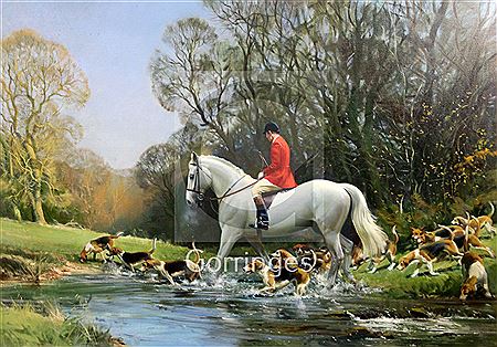 Huntsman and hounds crossing a stream by Frank Wootton - Auction record, sale price, and art valuation. Compare with similar artists and explore comparable artworks.