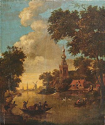Landscape with Figures Crossing a River 1673