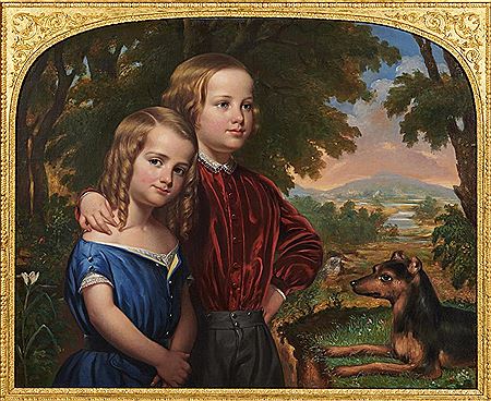 Brother and Sister with Dog 1851