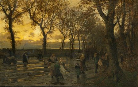 Public life on country road by Otto Ludvig Sinding - Auction record, sale price, and art valuation. Compare with similar artists and explore comparable artworks.