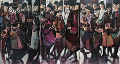 A GATHERING OF FIGURES (TRIPTYCH); 1956