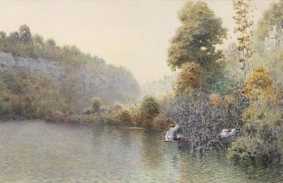 Untitled (Two Figures in a Row Boat) by Paul Sawyier - Auction record, sale price, and art valuation. Compare with similar artists and explore comparable artworks.