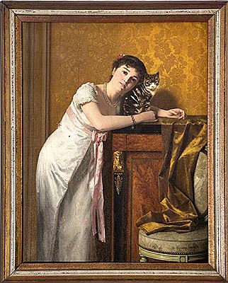 Portrait of a Lady with her Cat, c. 1900 by Paul Preyer - Auction record, sale price, and art valuation. Compare with similar artists and explore comparable artworks.