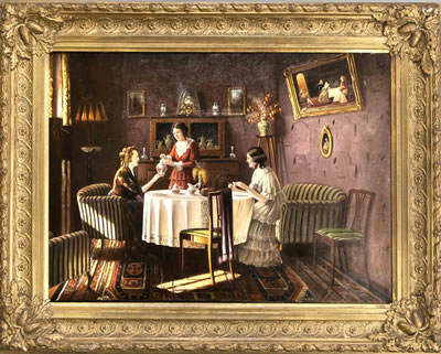 ''Three women at tea''