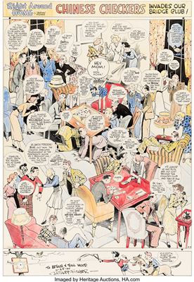 Dudley Fisher Right Around Home with Myrtle Sunday Comic Strip Hand-Colored Original Art dated 3-19-39 (King Features Syndicate, 1939)