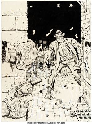 Will Eisner and Ken Kelly Spirit #6 Cover Original Art and Color Guide (Warren, 1975)