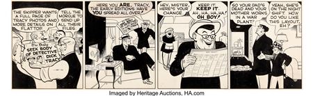 Chester Gould Dick Tracy Daily Comic Strip Original Art dated 1-28-44 (Chicago Tribune, 1944) by Chester Gould - Auction record, sale price, and art valuation. Compare with similar artists and explore comparable artworks.
