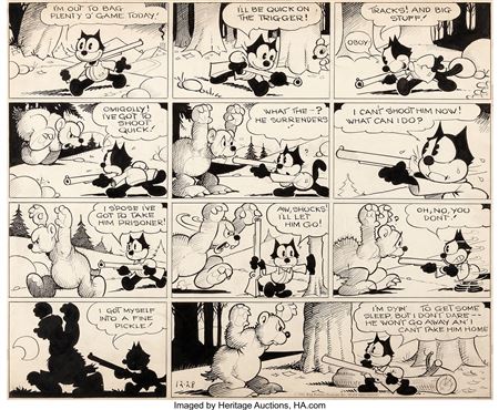 Otto Messmer Felix the Cat Sunday Comic Strip Original Art dated 12-28-41 (King Features Syndicate, 1941)