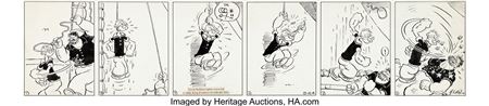 E. C. Segar Popeye Daily Comic Strip Featuring Bluto Original Art dated 9-24-32 (King Features Syndicate, 1932)