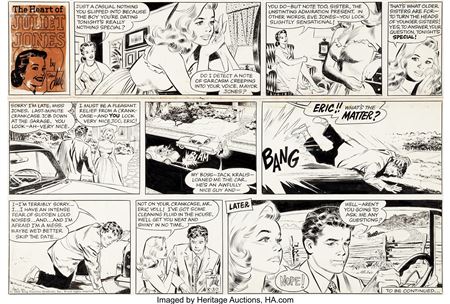 Stan Drake Heart of Juliet Jones Sunday Comic Strip Original Art dated 8-30-59 (King Features Syndicate, 1959) by Stan Drake - Auction record, sale price, and art valuation. Compare with similar artists and explore comparable artworks.