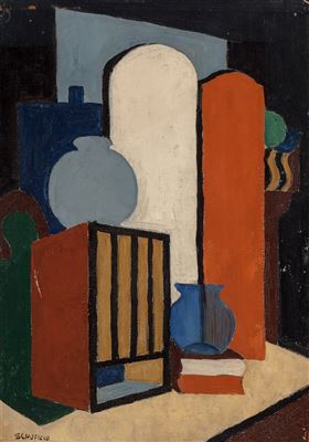 Still Life- Abstract by Flora Itwin Schofield - Auction record, sale price, and art valuation. Compare with similar artists and explore comparable artworks.