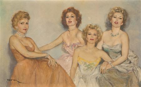 Portrait of Zsa Zsa with Mother, Jolie and Sisters, Eva and Magda, 1950-60s