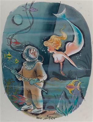 Where the Hell Were You When I was Down Here Skin-diving?, Playboy cartoon, May 1957 by Arv Miller - Auction record, sale price, and art valuation. Compare with similar artists and explore comparable artworks.