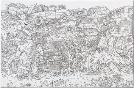 Geof Darrow Hard Boiled #3 Double Splash Pages 6-7 Original Art (Dark Horse, 1992)