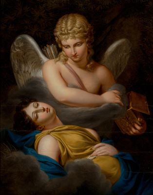 Cupid removing the sleeping spell from Psyche