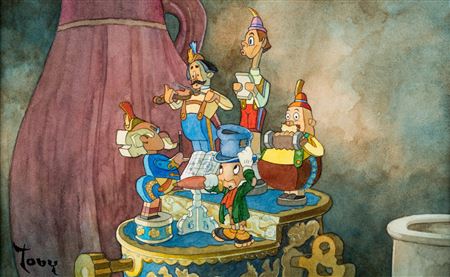 Pinocchio Jiminy Cricket Illustration by Toby Bluth (Walt Disney, c. 2000s)