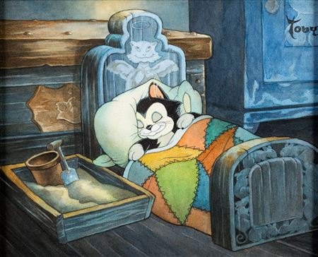 Pinocchio Figaro Illustration by Toby Bluth (Walt Disney, 2009) by Toby Bluth - Auction record, sale price, and art valuation. Compare with similar artists and explore comparable artworks.