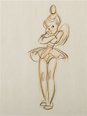 Peter Pan Tinker Bell Concept Drawing by Fred Moore (Walt Disney, 1940/41)