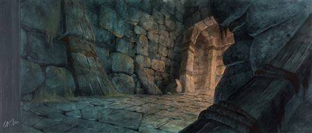 The Black Cauldron Painted Pan Production Background by James Coleman (Walt Disney, 1985)