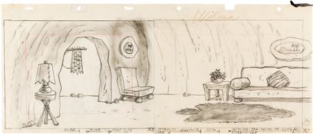 The Flintstones Pan Background Layout Drawing (Hanna-Barbera, 1961) by Richard Bickenbach - Auction record, sale price, and art valuation. Compare with similar artists and explore comparable artworks.