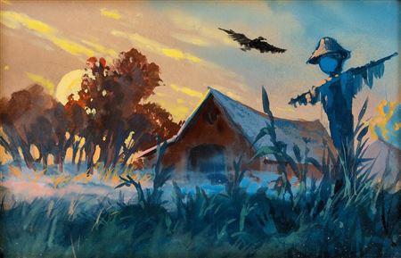 The Fox and the Hound Concept Painting by James Coleman (Walt Disney, 1981)