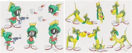 The Art of Marvin the Martian and K-9 Model Sheet Original Art Group of 2 (Warner Brothers, c. 1990s)