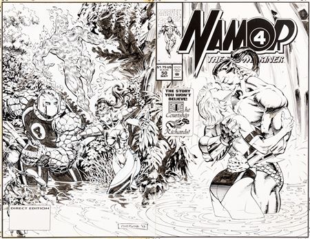 Geof Isherwood Namor, the Sub-Mariner #50 Wrap-Around Cover Original Art (Marvel, 1994)