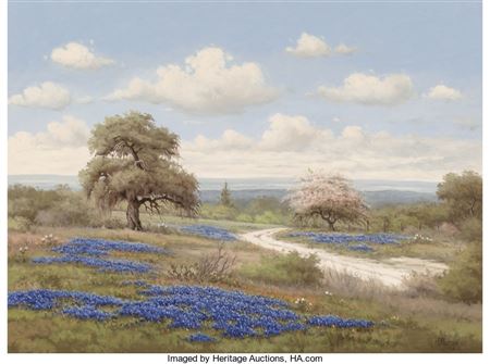 Sample artwork by Pauline (CP Montague) Thweatt (1927 - 2010), known for bluebonnet and fall image landscape paintings - View similar artists and auction records