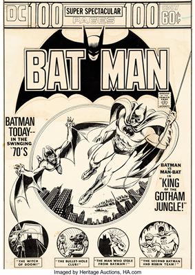 Nick Cardy Batman #254 Cover Man-Bat Original Art (DC, 1974)