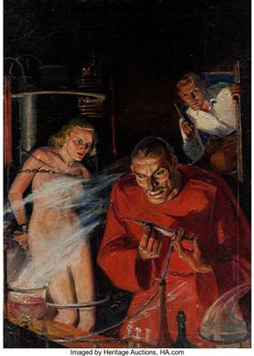 John Walter Scott Detective Short Stories #2 November-1937 Cover Painting Original Art (Manvis Publications, 1937)