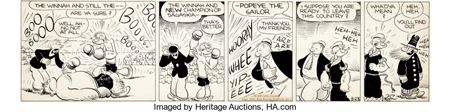 Bela Zaboly Thimble Theatre Starring Popeye Daily Comic Strip Original Art dated 3-23-40 (King Features, 1940)