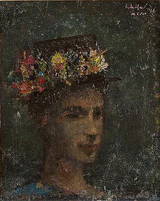 Junge Dame mit Blumenhut