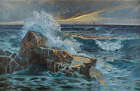 Sample artwork by Gerelamo Varese (1860 - 1935), known for italian landmark paintings, river scenes, sailing ships, seascape, landscapes - View similar artists and auction records