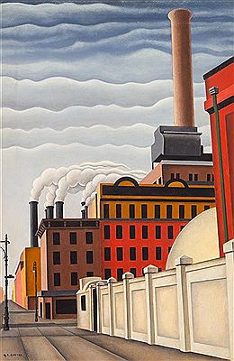 Stacks up 1st Avenue at 34th Street, 1928 by George Copeland Ault - Auction record, sale price, and art valuation. Compare with similar artists and explore comparable artworks.